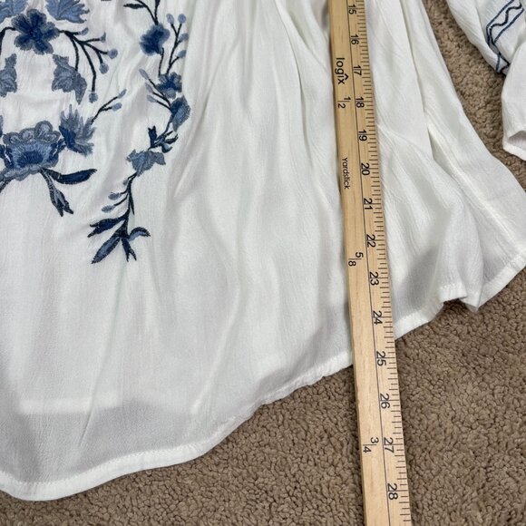 American Eagle Shirt Womens XXL White Embroidered Bohemian Off Shoulder Crop NWT - Picture 7 of 11